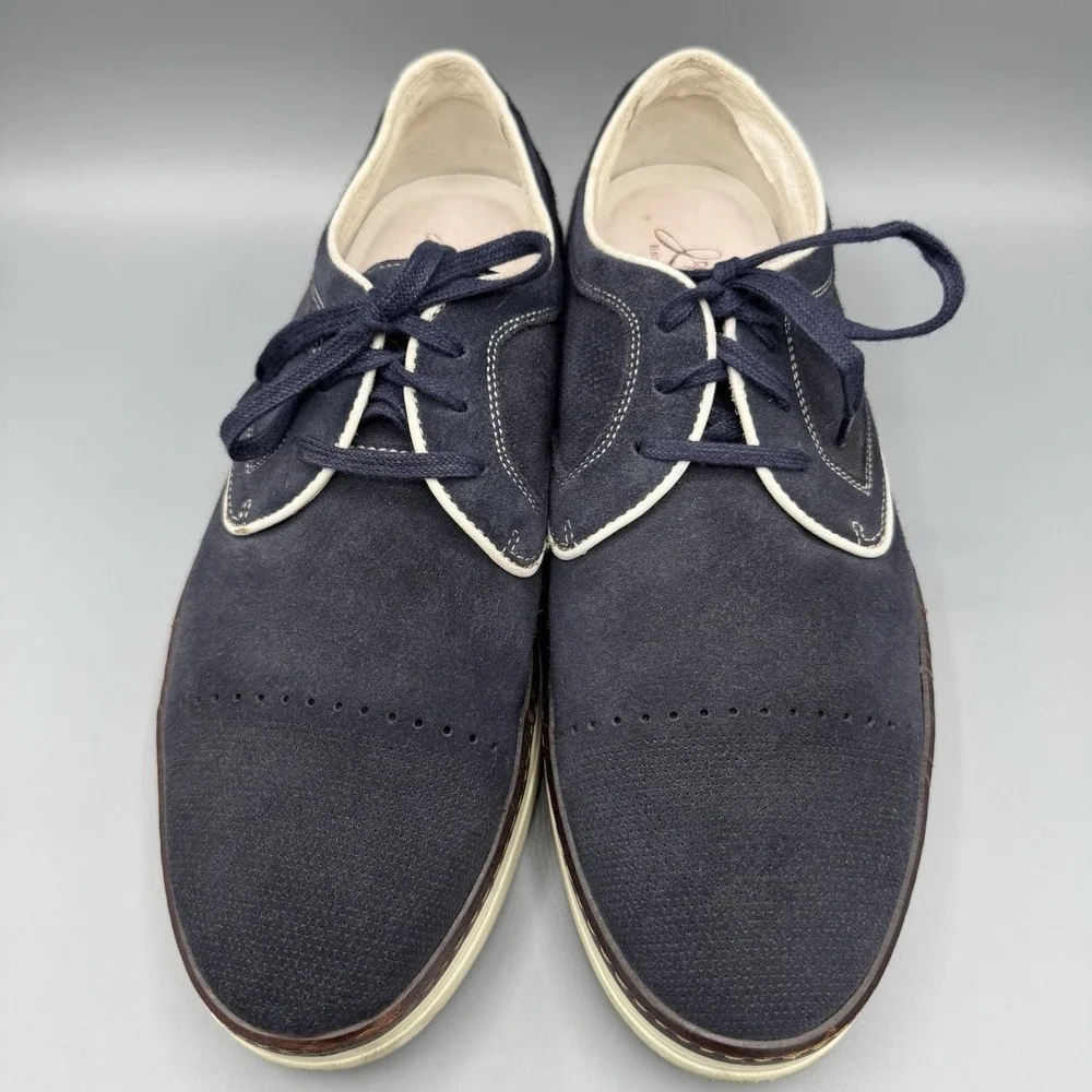 Johnston & Murphy Mens 9.5 Denby Cap Toe Shoes Navy  Suede Preppy